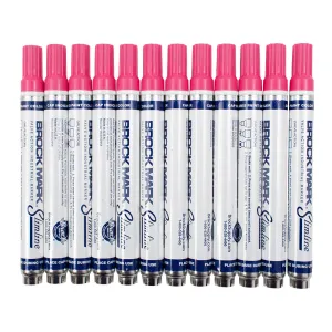 12 Pc Set Pink Brockmark Slimline Industrial Paint Markers Opaque Gloss Pen Metal Wood Plastic Glass for Auto Construction Arts Home