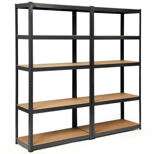 2 Pcs Storage Shelves Garage Shelving Units Tool Utility Shelves-Black