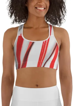 3D Candy Cane Sports Bra