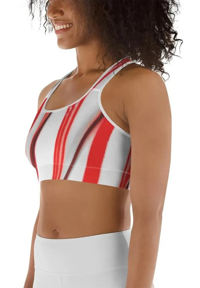 3D Candy Cane Sports Bra