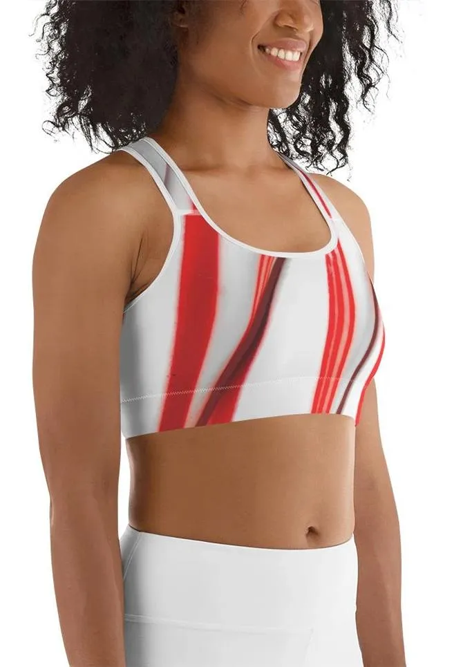 3D Candy Cane Sports Bra