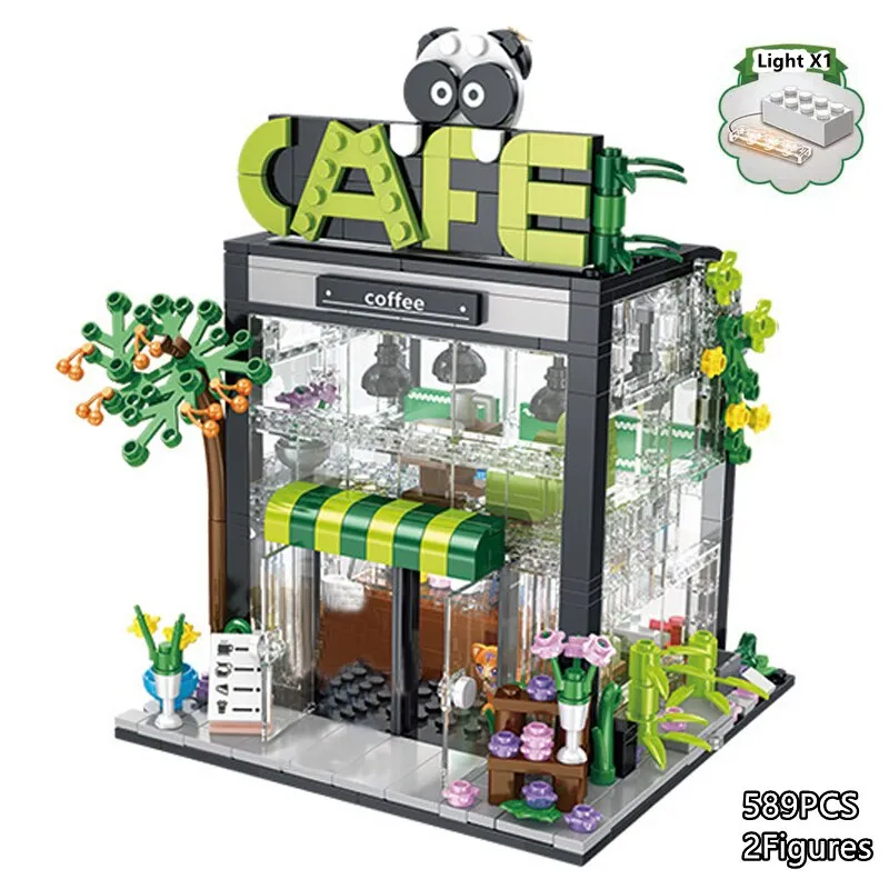 579pc Glass Flowers House Coffee Shop Building Blocks City Friends Greenhouse Bricks Toys For Kids Girl Birthday Gift