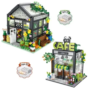 579pc Glass Flowers House Coffee Shop Building Blocks City Friends Greenhouse Bricks Toys For Kids Girl Birthday Gift