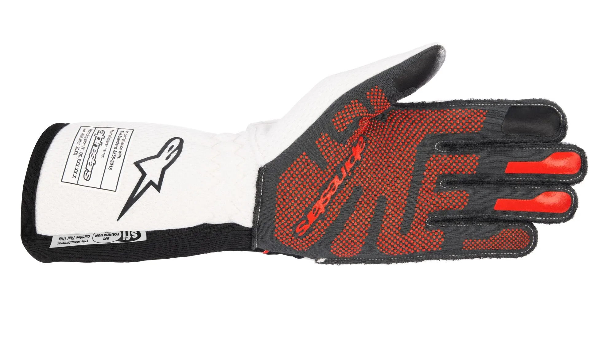 ALPINESTARS 3550123_123_M TECH 1-ZX v3 Racing gloves, FIA 8856-2018, black/white/red, Size M