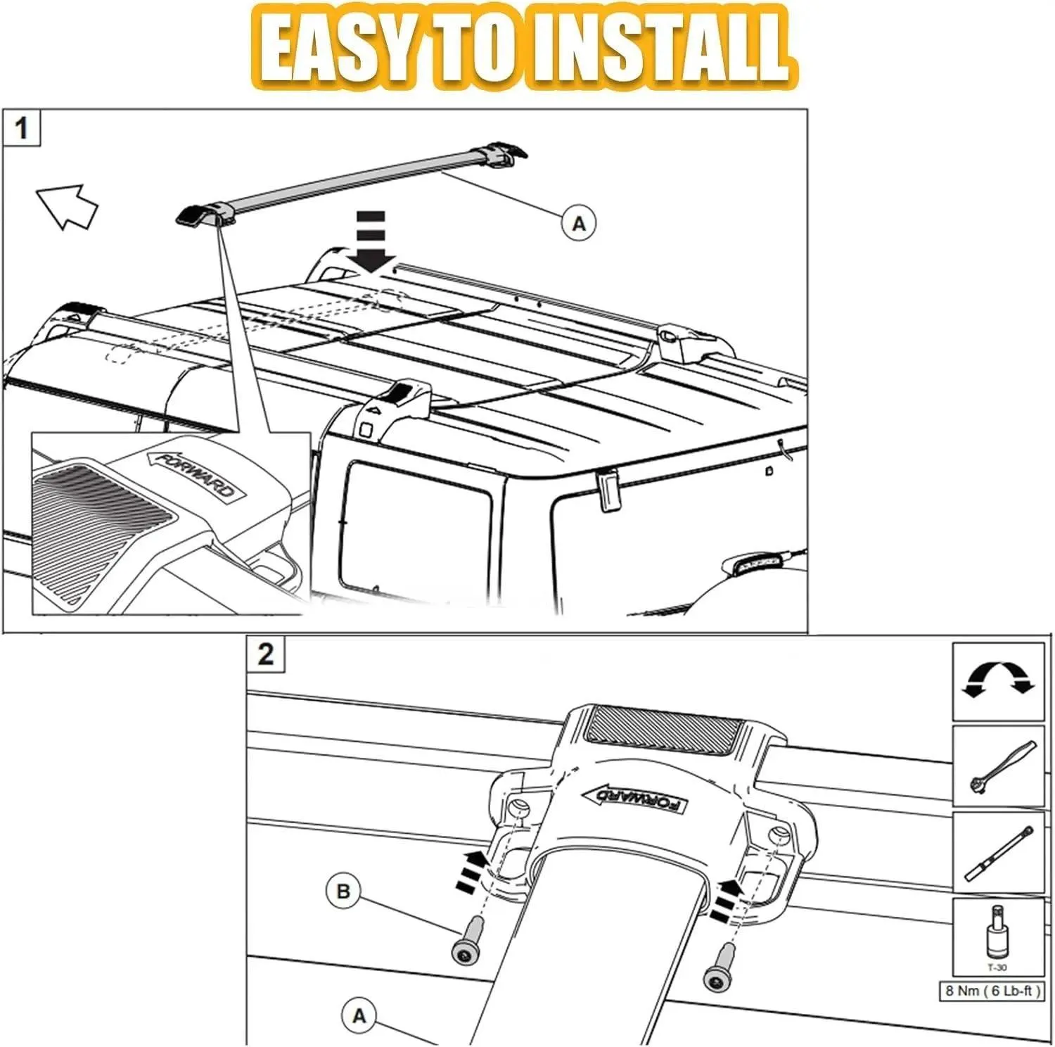 Aluminum Pair Cross Bars for Ford Bronco