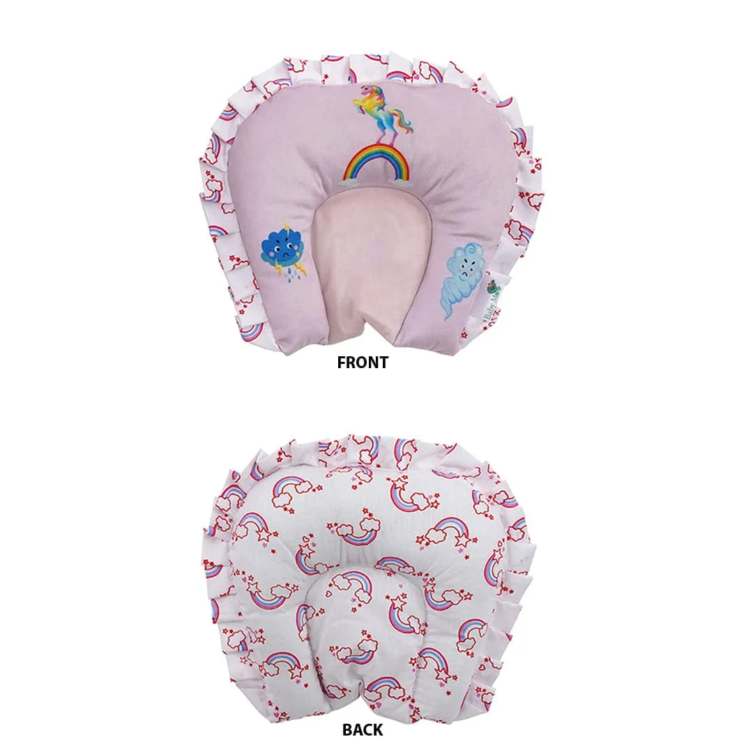 Baby Moo Unicorn Velvet Side Bolster And U Shape Matching Pillow Set - Pink