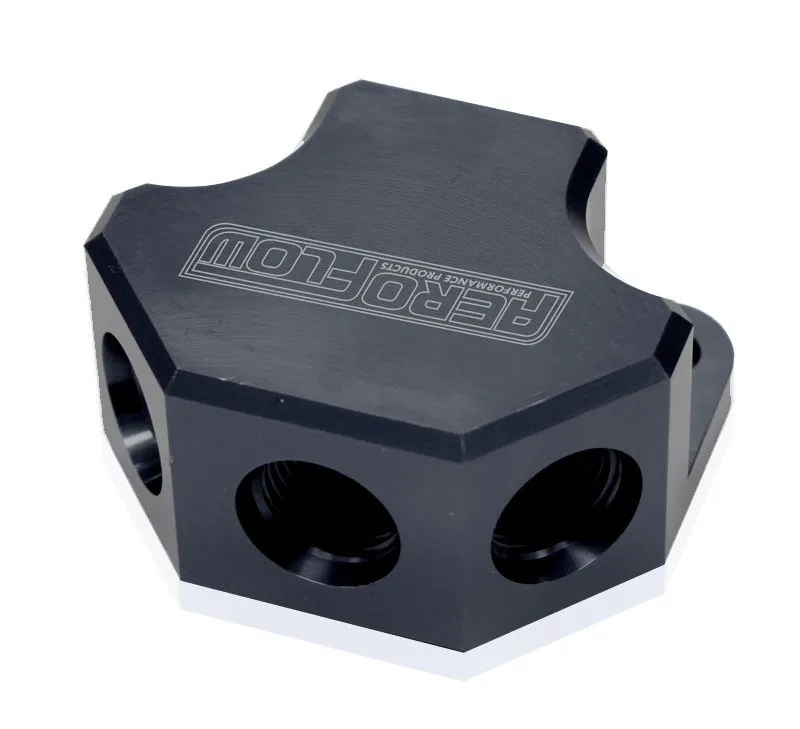 Billet 4 Port ORB Y-Block AF454-10-08BLK