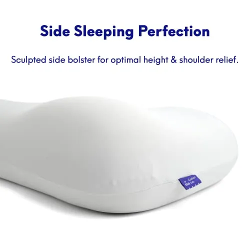 Cushion Lab Deep Sleep Pillow, Patented Ergonomic Contour Design for Side & Back Sleepers, Orthopedic Cervical Shape Gently Cradles Head & Provides Neck Support & Shoulder Pain Relief - Calm Grey