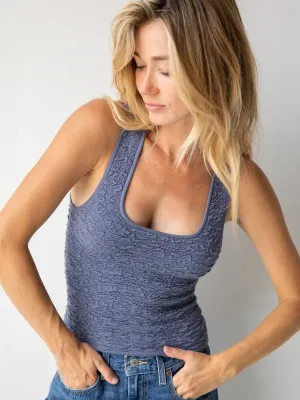 Danielle Square Neck Tank - Dusty Blue