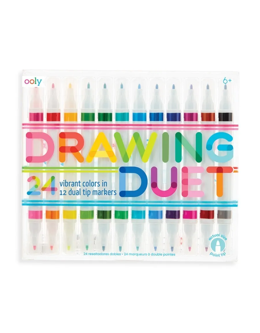 Drawing Duet Double-Ended Markers  - Set of 12 / 24 Colors