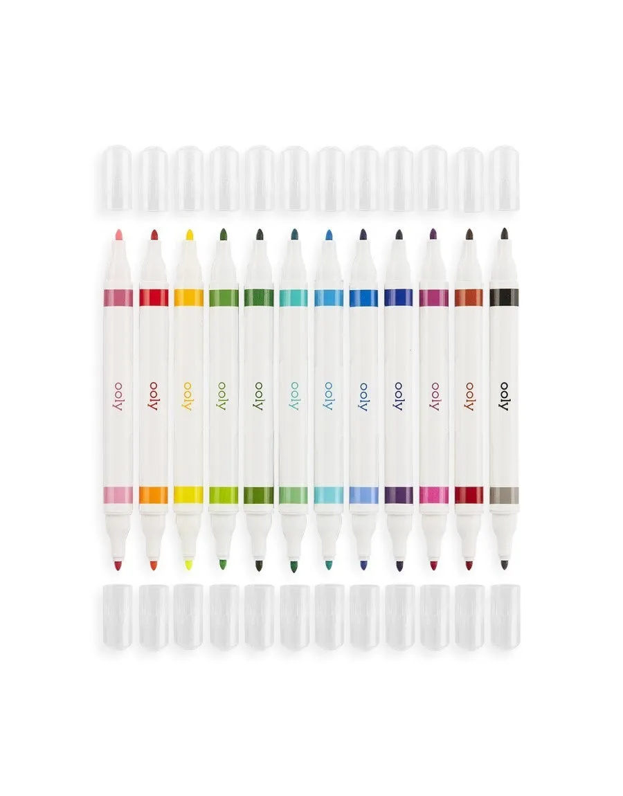 Drawing Duet Double-Ended Markers  - Set of 12 / 24 Colors