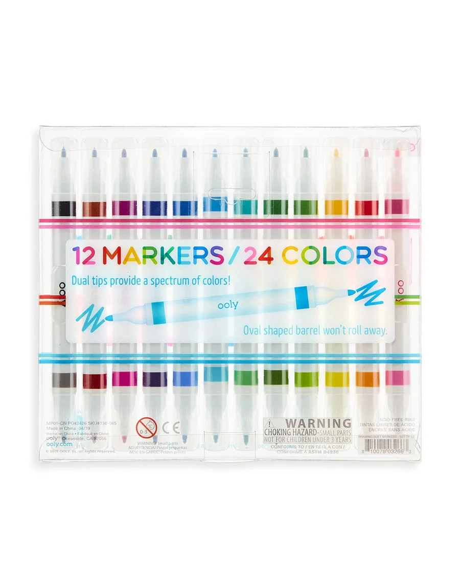 Drawing Duet Double-Ended Markers  - Set of 12 / 24 Colors