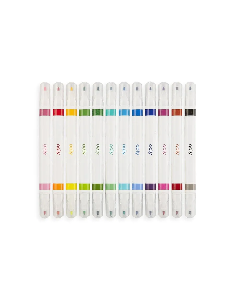 Drawing Duet Double-Ended Markers  - Set of 12 / 24 Colors