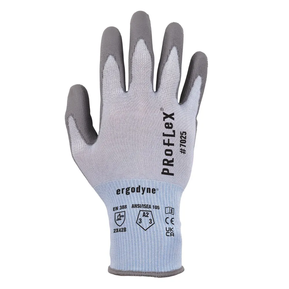 Ergodyne 10434 #7025 1-pair L Blue ANSI A2 PU Coated CR Gloves