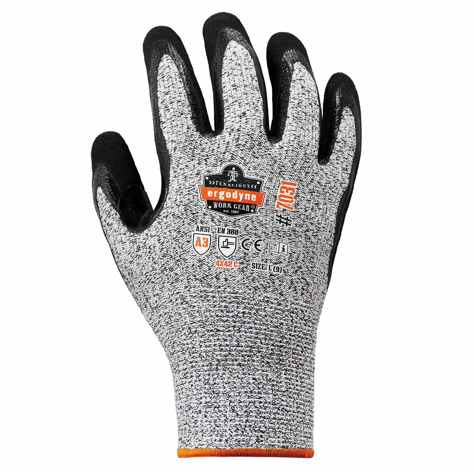 Ergodyne 17884 7031-CASE L Gray ANSI A3 Nitrile-Coated CR Gloves 144-Pair