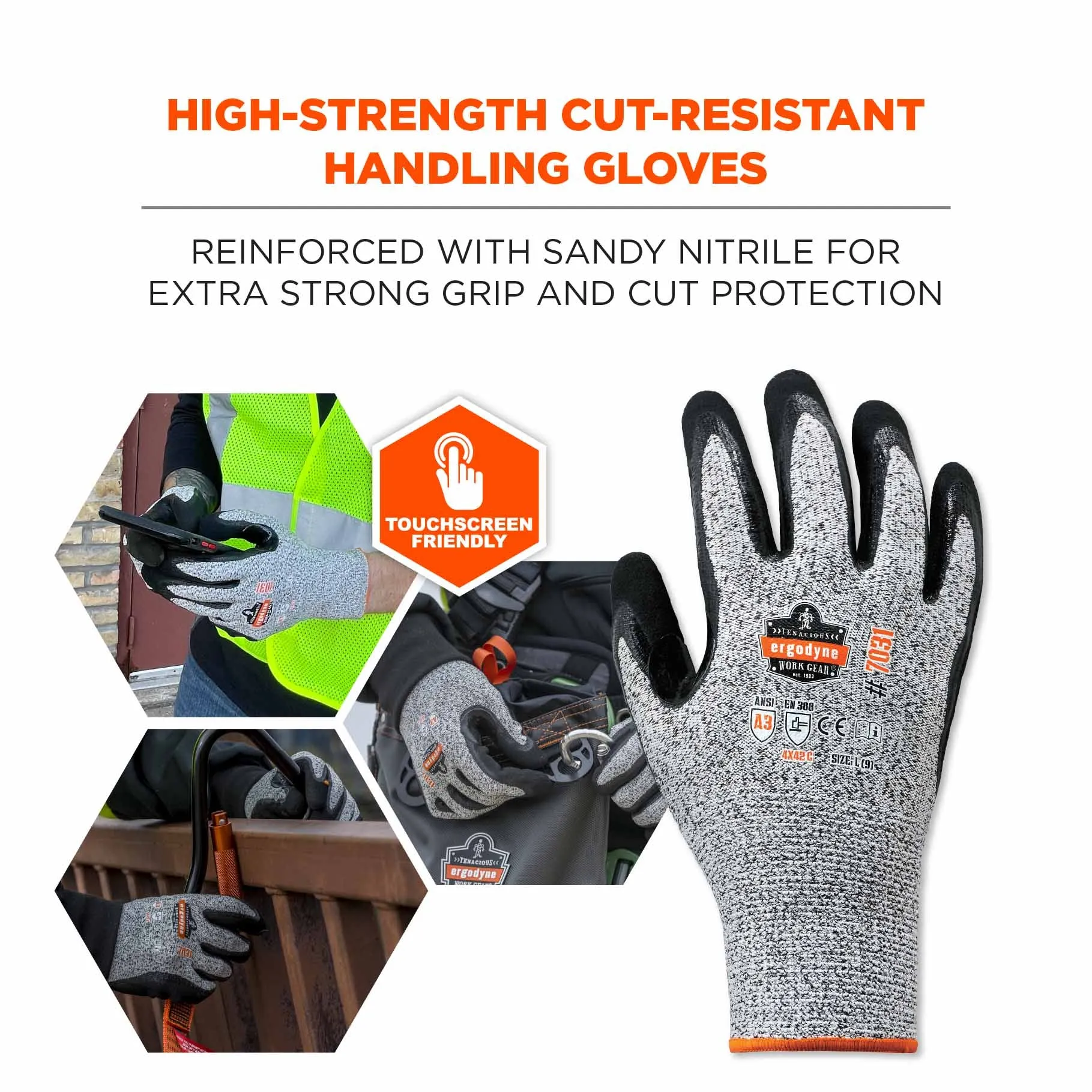 Ergodyne 17982 7031 S Gray ANSI A3 Nitrile-Coated CR Gloves