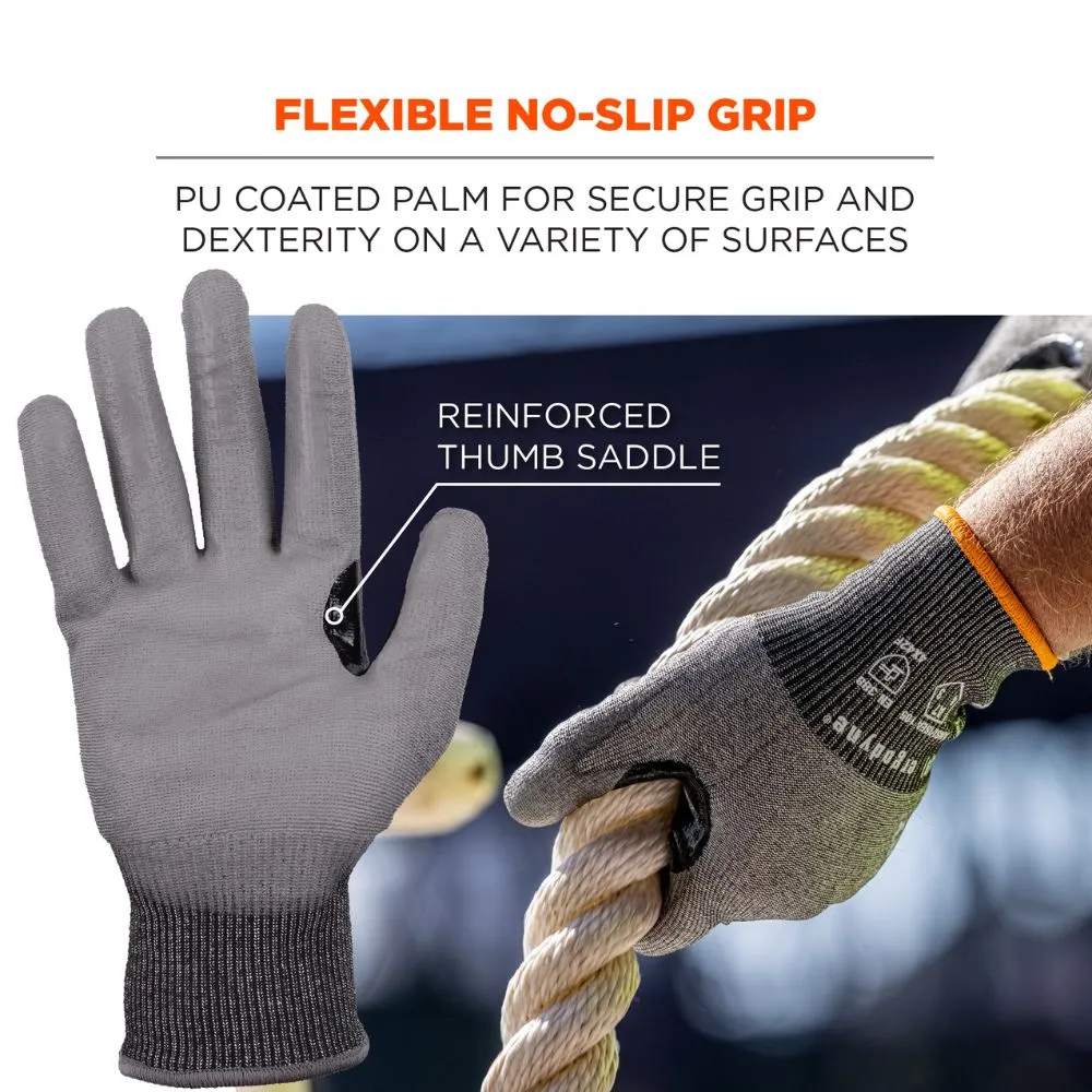 Ergodyne 18073 #7071 1-pair M Gray ANSI A7 PU Coated CR Gloves