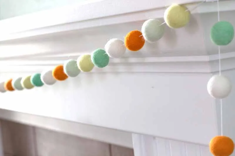 Felt Ball Garland- Orange, Yellow, Mint