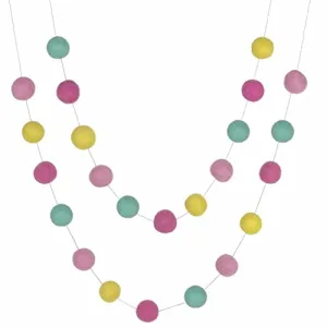 Felt Ball Garland- Pink, Turquoise, Yellow