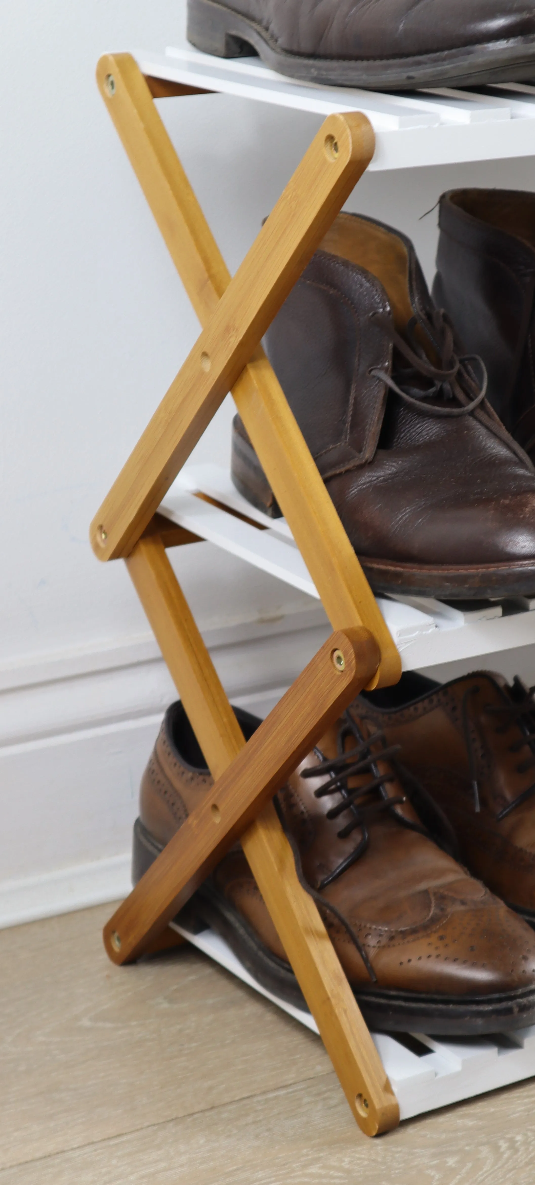 Folding Bamboo Shoe Rack/Organizer Shelf-3 Tier