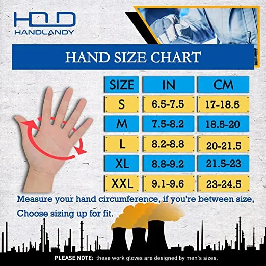 HANDLANDY Work Gloves TPR Impact Safety Abrasion Excellent Grip 6194