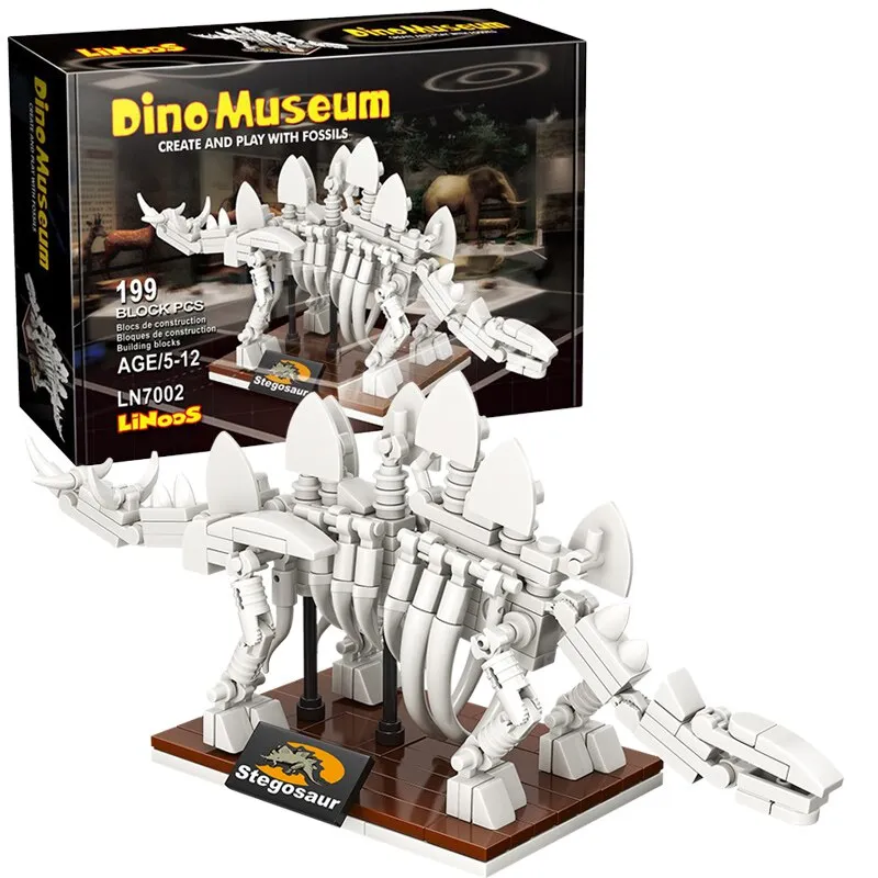 Jurassic World 3D Dinosaurs Fossils Skeleton Lepining Building Blocks Bricks Dino Museum Educational Diy Toys For Children Gifts