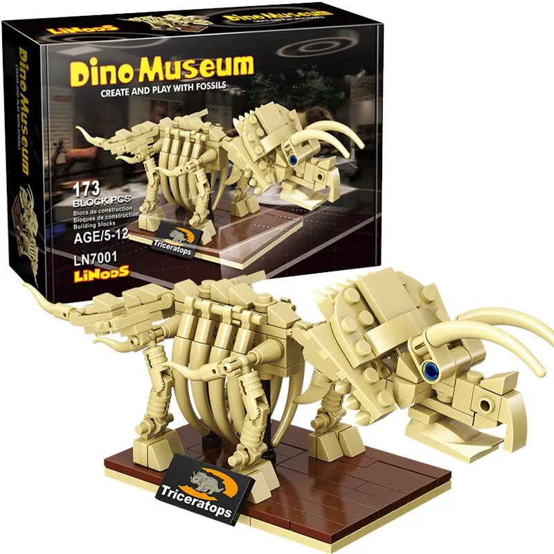 Jurassic World 3D Dinosaurs Fossils Skeleton Lepining Building Blocks Bricks Dino Museum Educational Diy Toys For Children Gifts