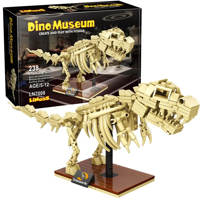 Jurassic World 3D Dinosaurs Fossils Skeleton Lepining Building Blocks Bricks Dino Museum Educational Diy Toys For Children Gifts