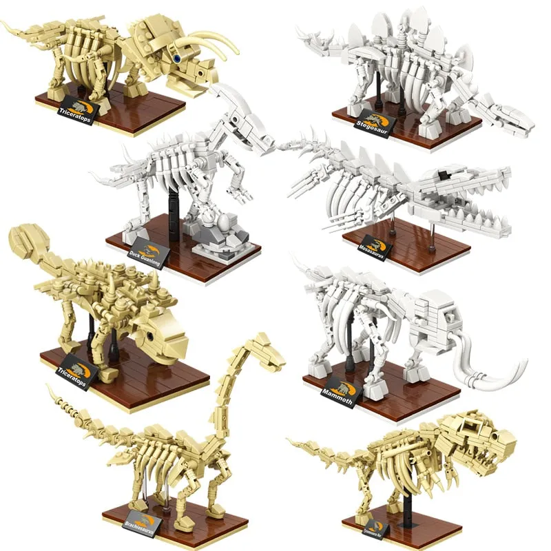 Jurassic World 3D Dinosaurs Fossils Skeleton Lepining Building Blocks Bricks Dino Museum Educational Diy Toys For Children Gifts