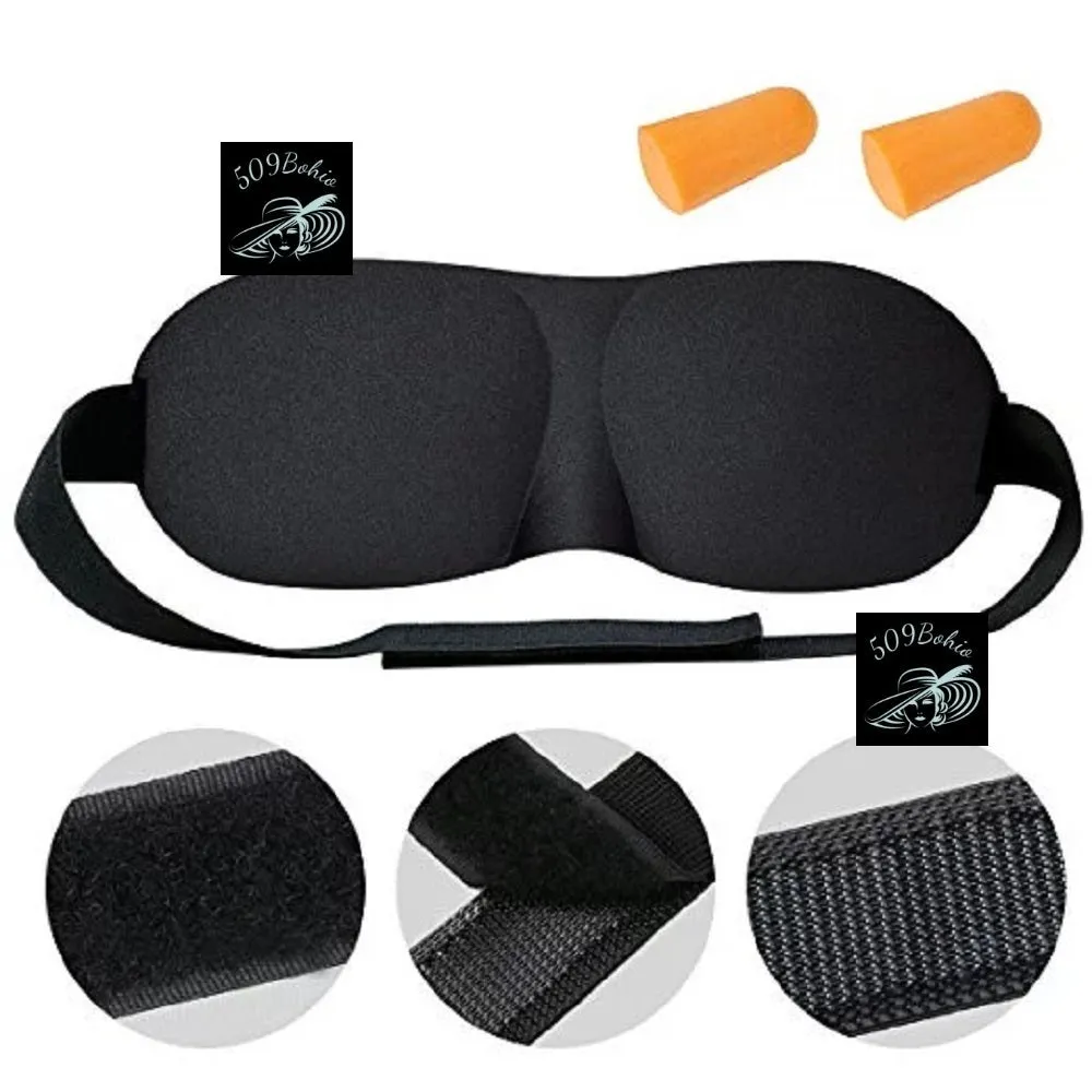 Lightweight Sleep Mask Memory Foam 3D With Ear Plugs Blocks Light 100%