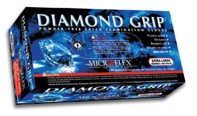 Microflex X-Small Natural 9.8" Diamond Grip 6.3 mil Latex Ambidextrous Non-Sterile Powder-Free Disposable Gloves With Textured Fingers Finish And Beaded Cuffs (100 Each Per Box)