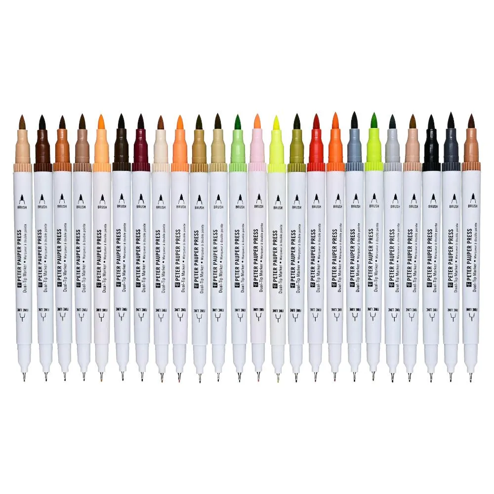 Peter Pauper Press Studio Series Dual-Tip Coloring Markers 24pk Skintones