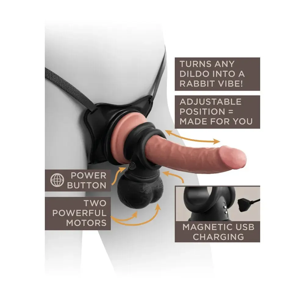 Pipedream Silicone Black Vibrating Cock Ring with Weighted Swinging Balls