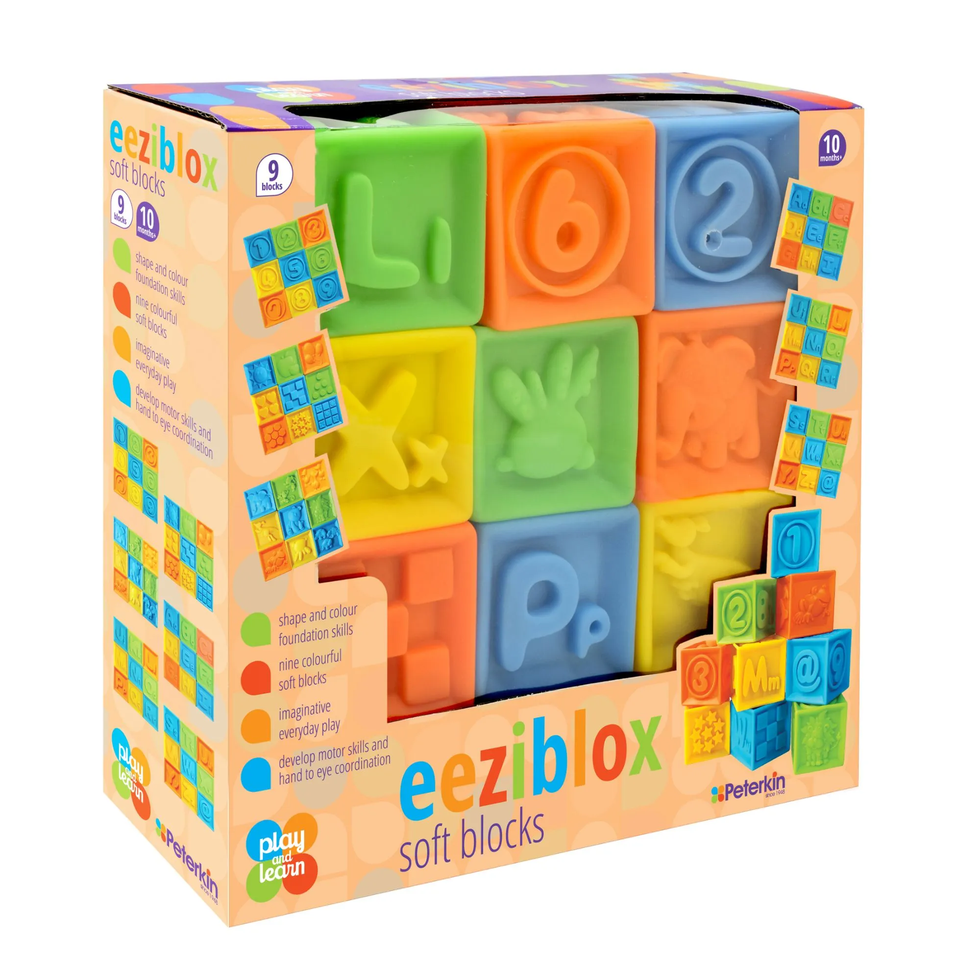 Play And Learn Eeziblox 9 Piece Soft Blocks Set