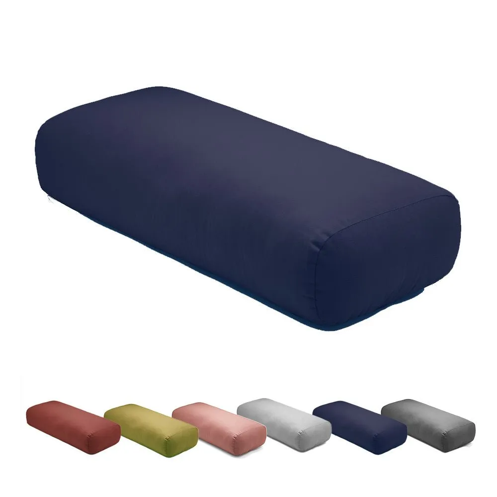 Rectangular Yoga Bolster filled with Cotton- Navy Blue