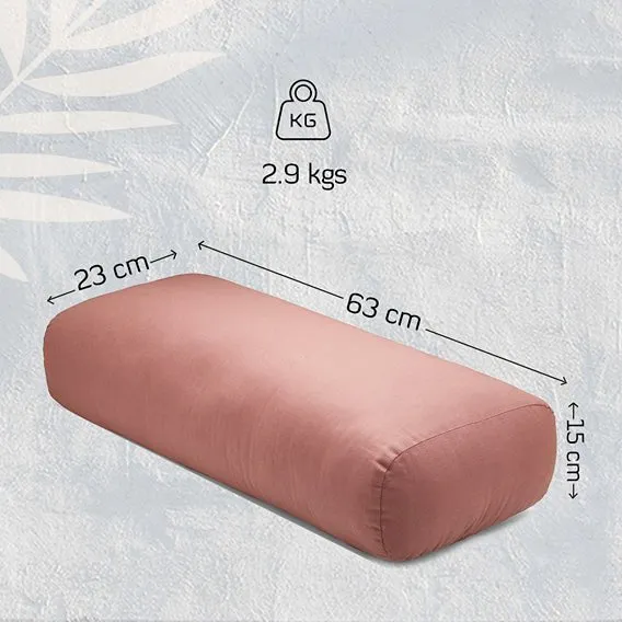 Rectangular Yoga Bolster filled with Cotton- Rose