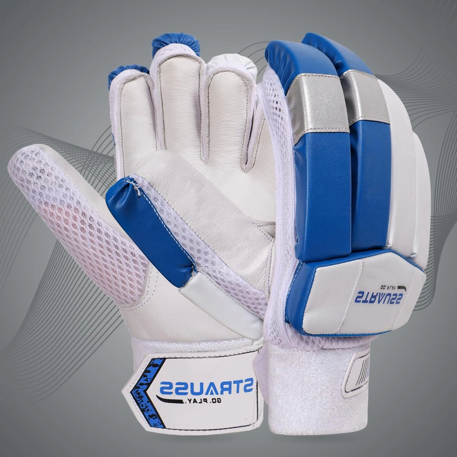 STRAUSS Cricket Batting Gloves | Edition: Super | Right Handed | Extra Soft | Standard Quality Leather| Age: 15  | Color: Multicolor