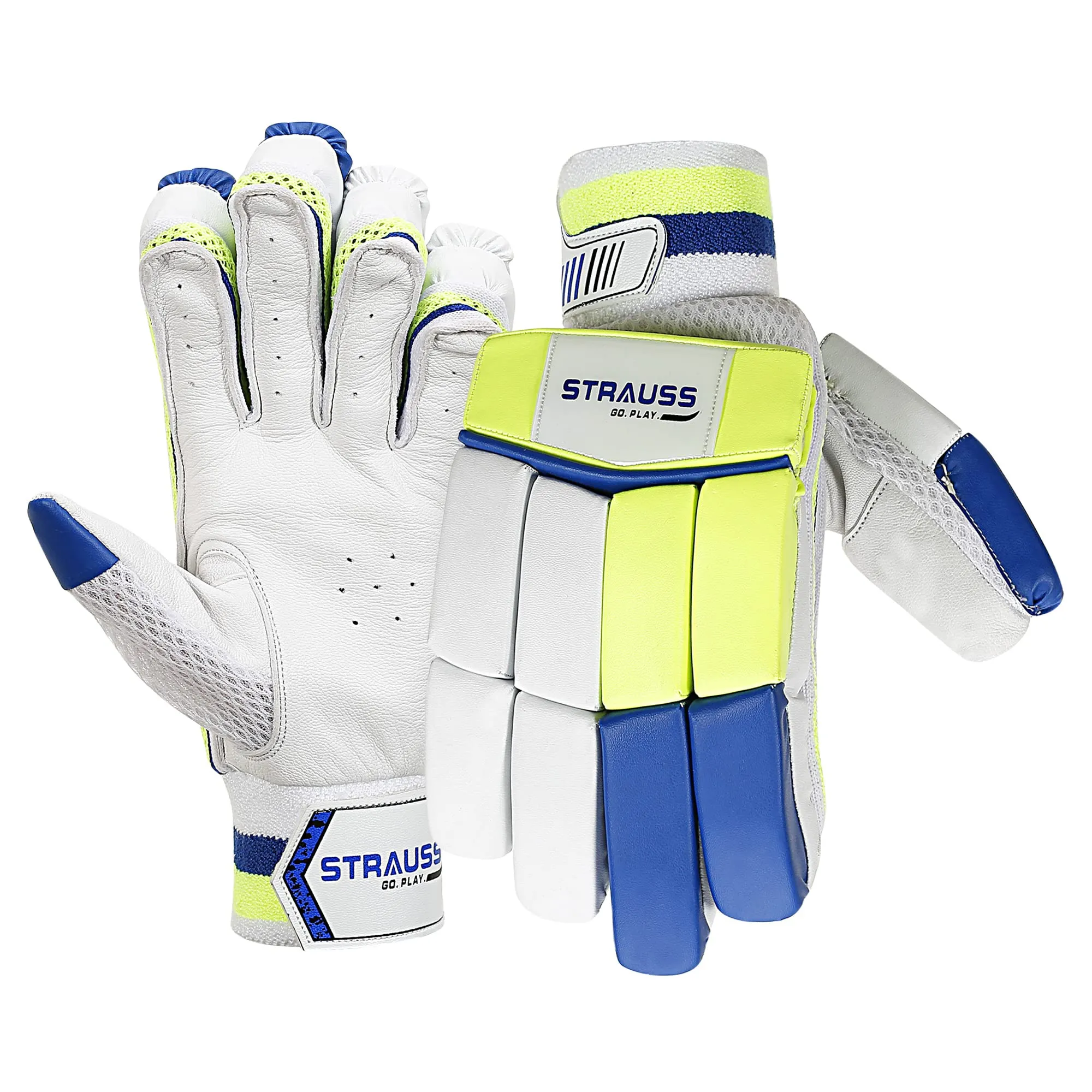 STRAUSS Cricket Batting Gloves | Edition: Super | Size: Mens | for Left-Hand Batsman | Premium Protection | Egronomic Design | Leather Ball Cricket Batting Gloves