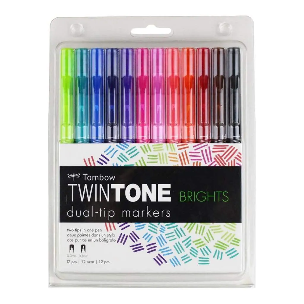 Tombow Twintone Marker Set 12 pack - Brights