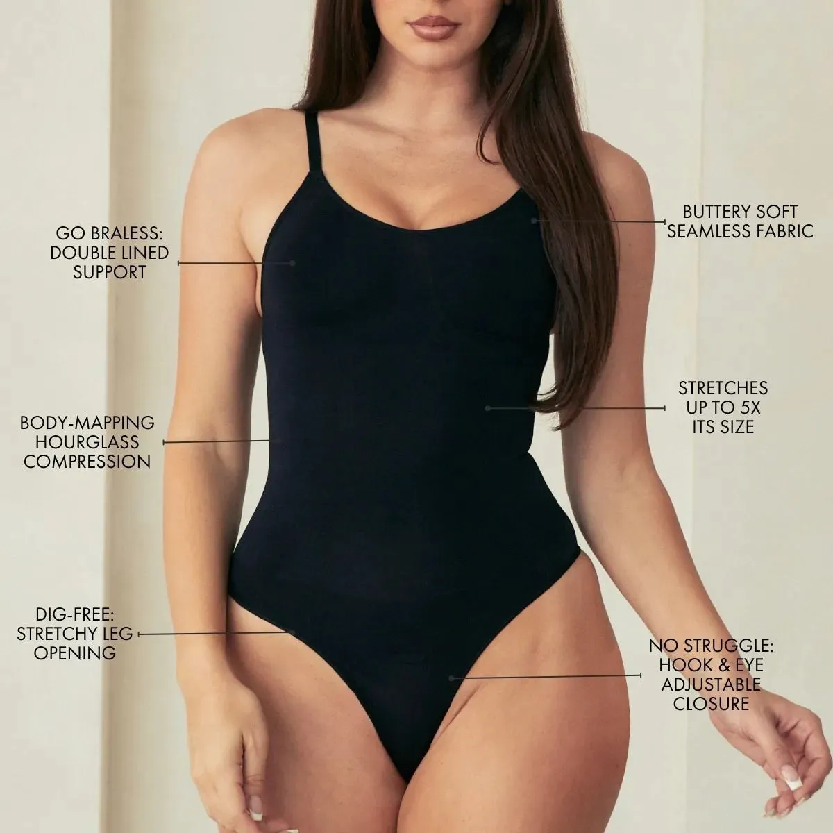 V Neck Spaghetti Butter Sculpt® Seamless Shapewear Bodysuit